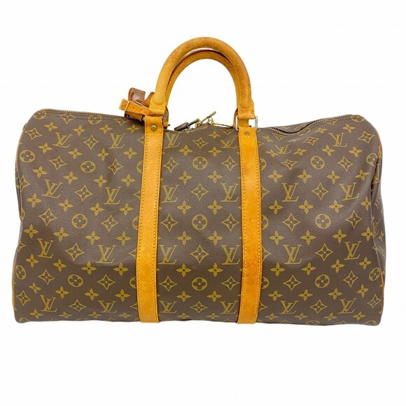 LOUIS VUITTON Brown Monogram Keepall 50 Boston Bag